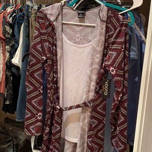 Hooded cardigan tunic